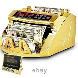 CXWAWSZ Gold Money Counter Machine with Manual Value Count US Currency UV/MG/