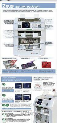 Cassida Zeus 2-Pocket Pro Series 7-Currency Discriminator Bill Money Counter