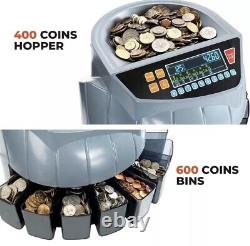 MUNBYN Coin Counter Machine USD Currency 1¢, 5¢, 10¢, 25¢, 50¢ and Dollar Sorter