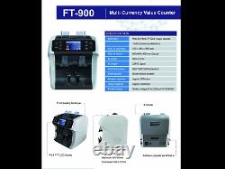 Mixed Denomination Currency Counter with UV, MG, MT, IR counterfeit detection