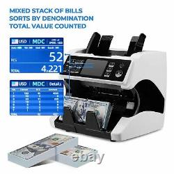 Money Bill Counter Detector Mixed Denomination Multi Currency Value Counting USA