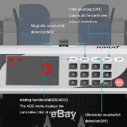 Money Counter, Bill Cash Currency Counting Machine, UV MG Counterfeit Detector