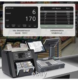 Money Counter Machine Mixed Denomination Bill Counters Value Count USD/EURO/CAD