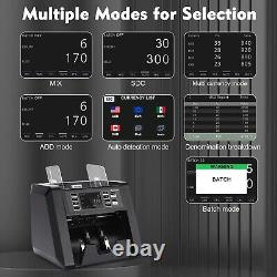 Money Counter Machine Mixed Denomination Bill Value Counting Cash Note Counter