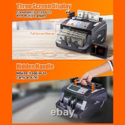 Professional Multiple Currencies Money Counter Machine, 3 Screen Display, UV/MG/