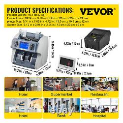 VEVOR Money Bill Counter Cash Currency Counting UV MG & IR with External Display
