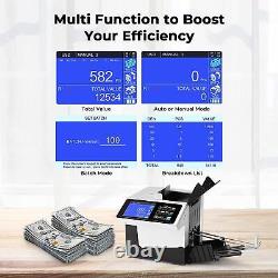 Vertical IR MG UV Money Counter Multi Currency Money Detector Battery/Plug in US
